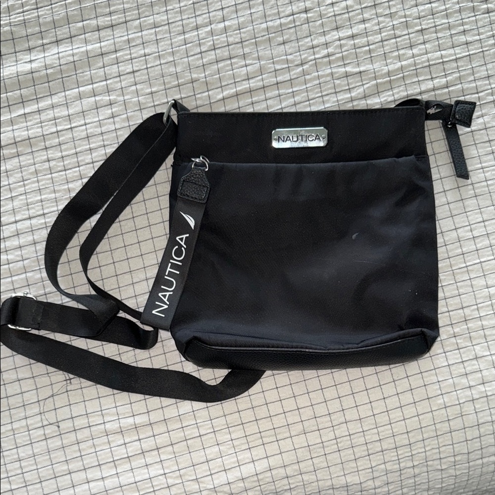 Nautica Black Messenger Bag Sleek Durable Everyday